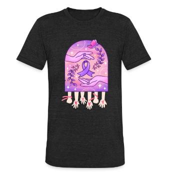 breast cancer - Unisex Tri-Blend T-Shirt - heather black - Front - Brady (186cm)