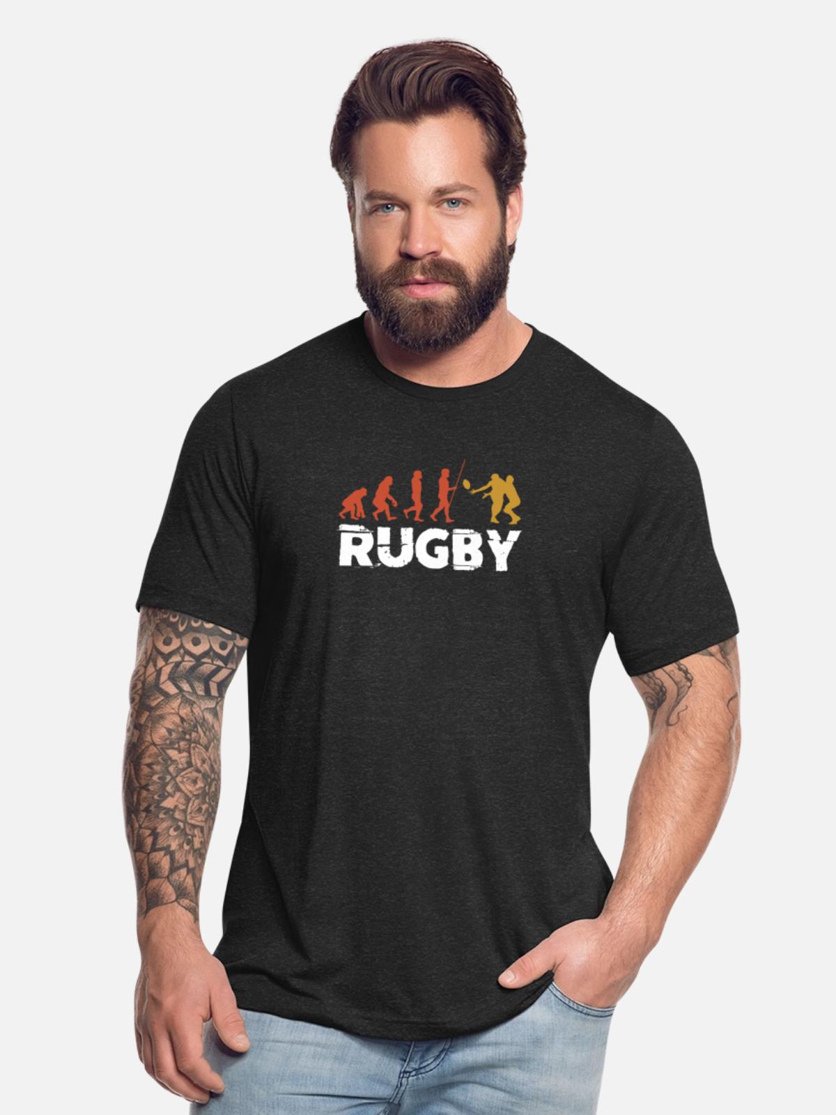 Rugby Evolution - Unisex Tri-Blend T-Shirt - heather black - Front - Brady (186cm)