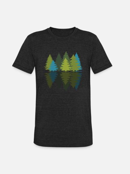 Forest Pine Trees - Unisex Tri-Blend T-Shirt - heather black