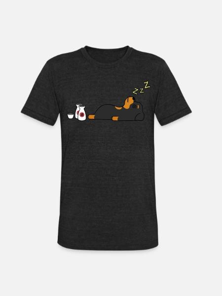 Rottweiler Sake Drunk - Unisex Tri-Blend T-Shirt - heather black