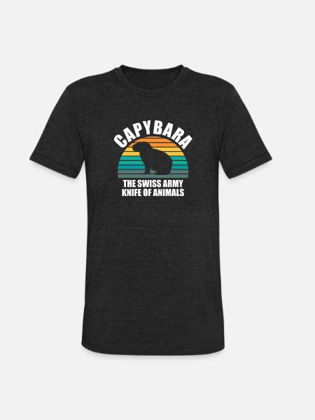 Capybara zoo animal design - Unisex Tri-Blend T-Shirt - heather black