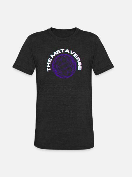 Metaverse Globe Neon Print - Unisex Tri-Blend T-Shirt - heather black