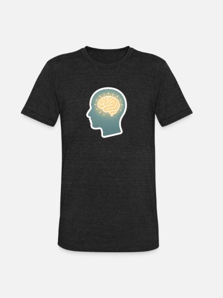 Neon Brain Glow Silhouette - Unisex Tri-Blend T-Shirt - heather black
