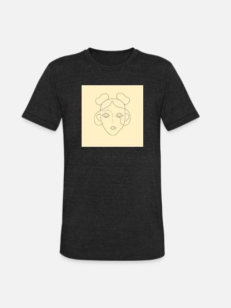 line girl face - Unisex Tri-Blend T-Shirt - heather black