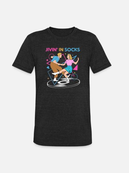 Dance Party 50s Sock Hop - Unisex Tri-Blend T-Shirt - heather black