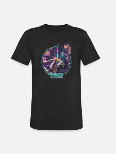 Cybernetic Chronicles Tokyo Protocol - Unisex Tri-Blend T-Shirt - heather black