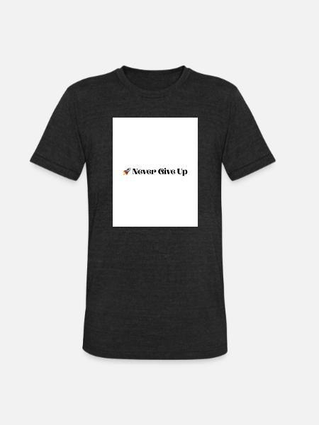 Never Give Up - Unisex Tri-Blend T-Shirt - heather black