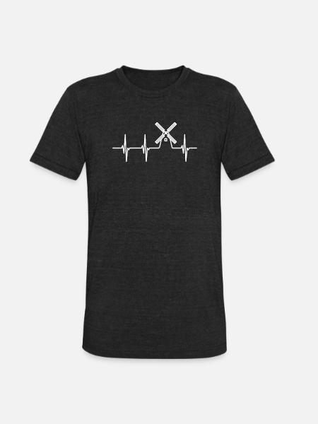 Farming Windmill ECG - Unisex Tri-Blend T-Shirt - heather black