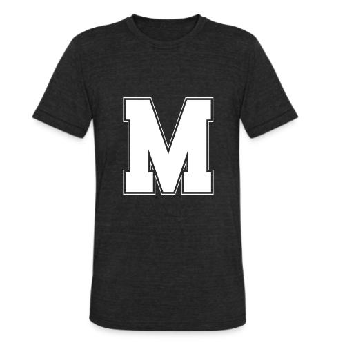 White Letter M – Varsity Alphabet Monogram - Unisex Tri-Blend T-Shirt