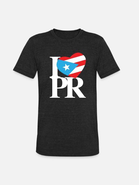I Love Pr Retro - Unisex Tri-Blend T-Shirt - heather black