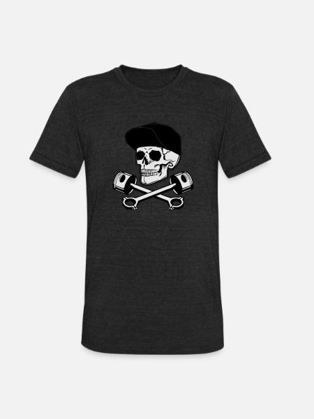 Skull & Pistons - Unisex Tri-Blend T-Shirt - heather black