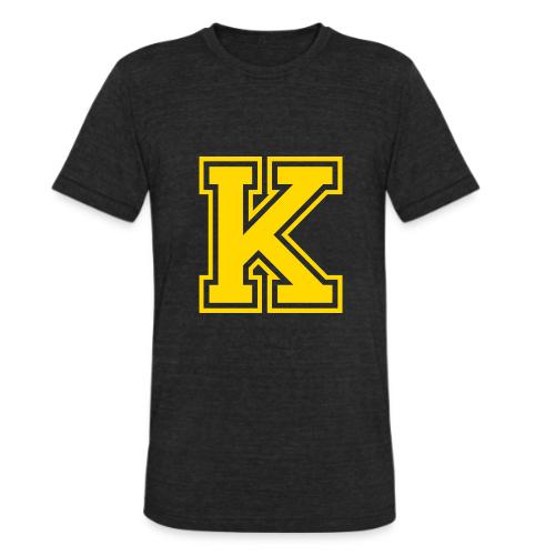 Letter k – Capital Athletic Alphabet Monogram - Unisex Tri-Blend T-Shirt