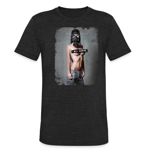 nude girl with gas mask - i will survive - Unisex Tri-Blend T-Shirt