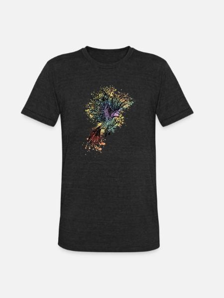 ornamental bird - Unisex Tri-Blend T-Shirt - heather black