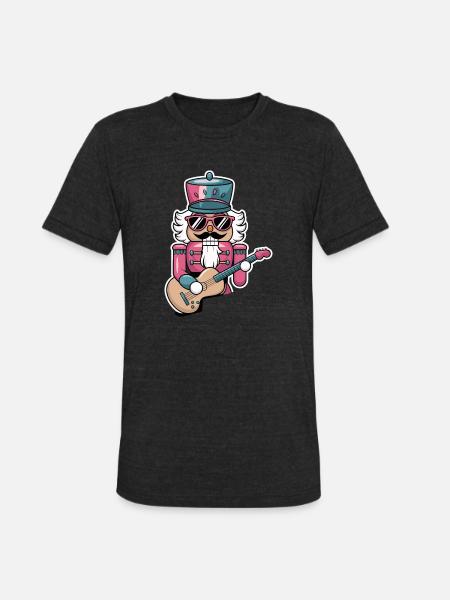 Nutcracker Playing Guitar - Unisex Tri-Blend T-Shirt - heather black