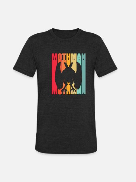 Retro Mothman - Unisex Tri-Blend T-Shirt - heather black