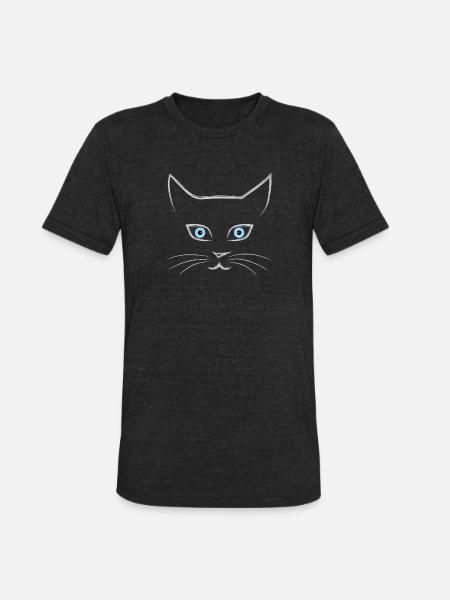 Cat's face - Unisex Tri-Blend T-Shirt - heather black