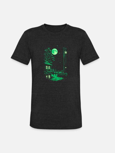 Moonlit Marina - Unisex Tri-Blend T-Shirt - heather black