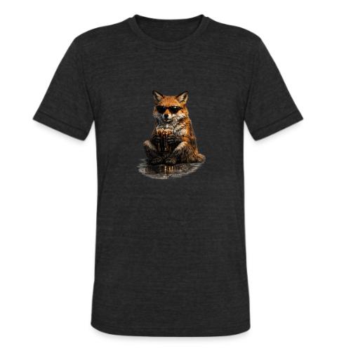 Cool Red Fox Wearing Sunglasses Drinking Coffee - Unisex Tri-Blend T-Shirt
