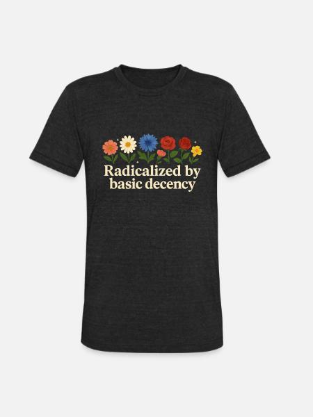 Radicalized By Basic Decency - Unisex Tri-Blend T-Shirt - heather black