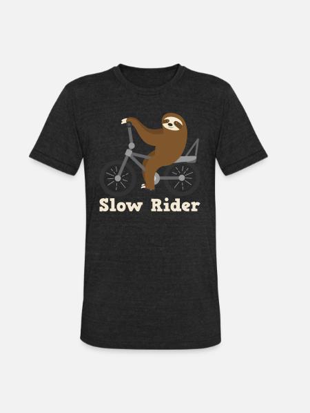 Slow Rider Sloth Cyclisme Équitation Vélo Vélo Paresseux - T-shirt triple mélange pour hommes - noir chiné