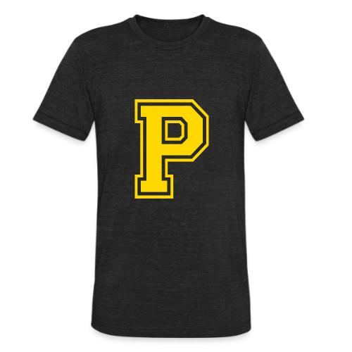 Letter P – Capital Athletic Alphabet Monogram - Unisex Tri-Blend T-Shirt