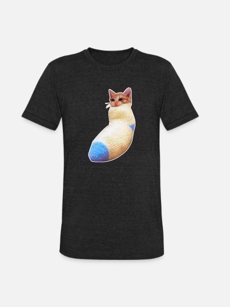 sadcat sock meme funny - Unisex Tri-Blend T-Shirt - heather black
