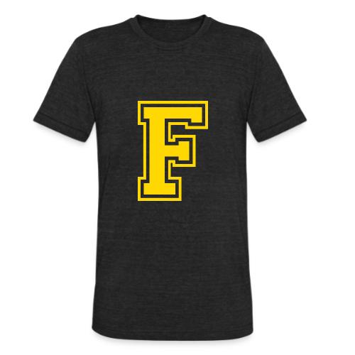 Letter F – Capital Athletic Alphabet Monogram - Unisex Tri-Blend T-Shirt