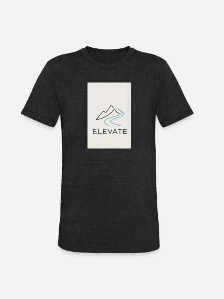 Elevate Mountain Minimal - Unisex Tri-Blend T-Shirt - heather black
