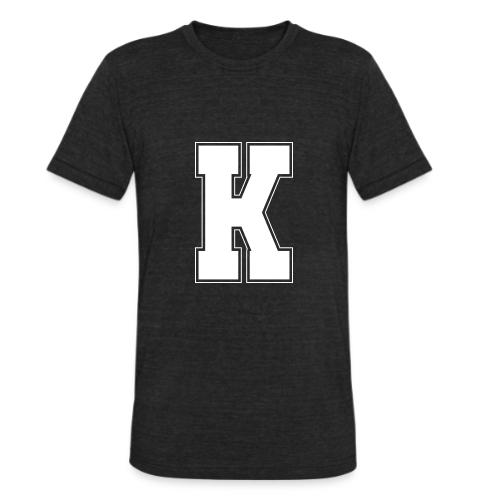 White Letter K – Varsity Alphabet Monogram - Unisex Tri-Blend T-Shirt