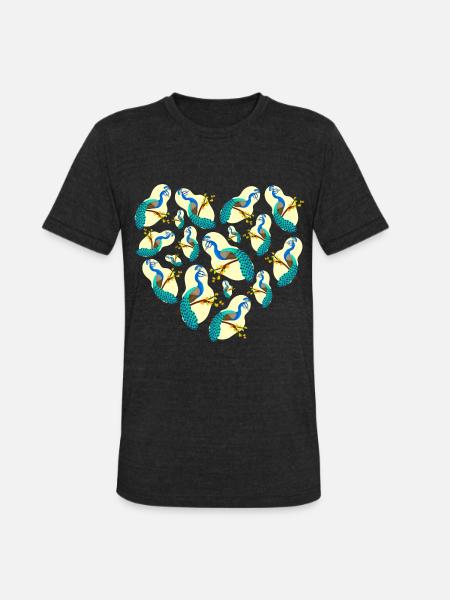 peacock - Unisex Tri-Blend T-Shirt - heather black