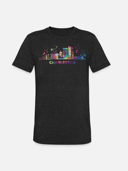 Charlestonian Skyline Charleston - Unisex Tri-Blend T-Shirt - heather black