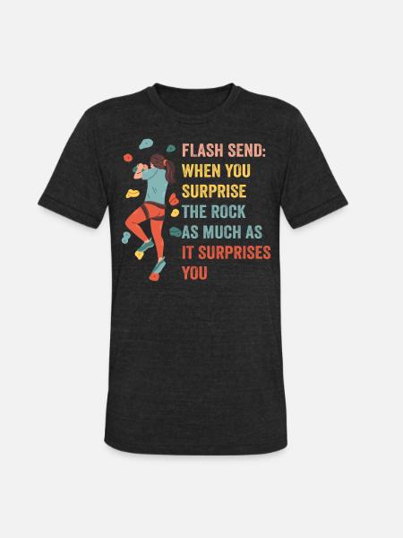 Boulderer Flash Send Bouldering - Unisex Tri-Blend T-Shirt - heather black