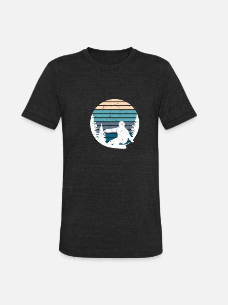 Pine Tree & Snowboard Art - Unisex Tri-Blend T-Shirt - heather black