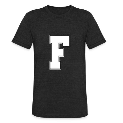 White Letter F – Varsity Alphabet Monogram - Unisex Tri-Blend T-Shirt