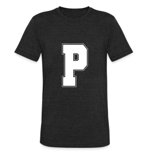 White Letter P – Varsity Alphabet Monogram - Unisex Tri-Blend T-Shirt