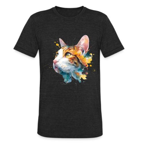 Cat: Feline Ink Burst - Unisex Tri-Blend T-Shirt