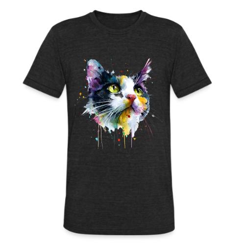 Cat: Painted Purr Expression - Unisex Tri-Blend T-Shirt