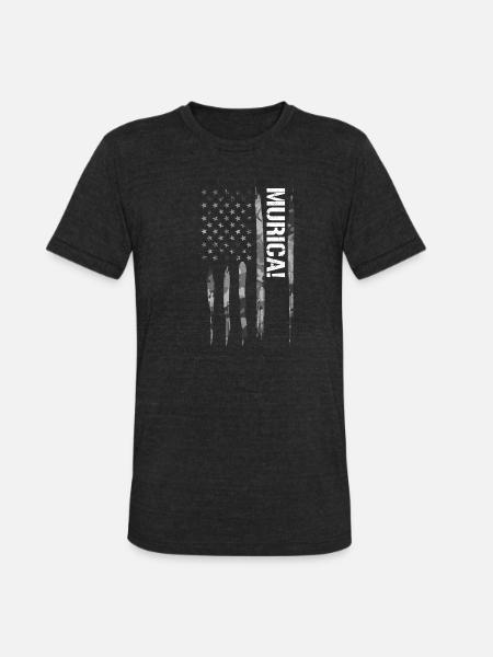 Murica. - American Flag - Unisex Tri-Blend T-Shirt - heather black