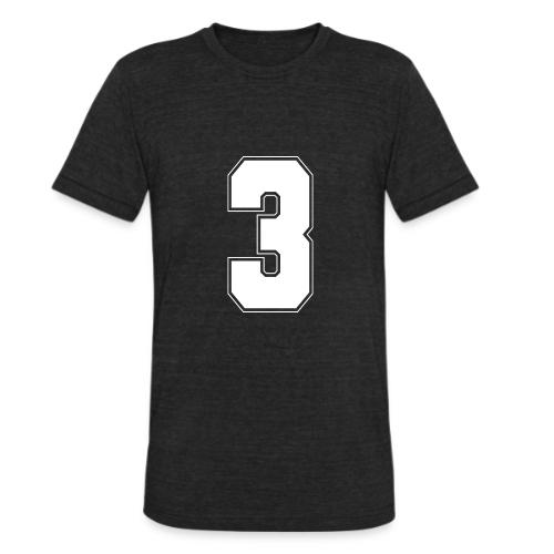 White Number 3 – Varsity Font - Unisex Tri-Blend T-Shirt