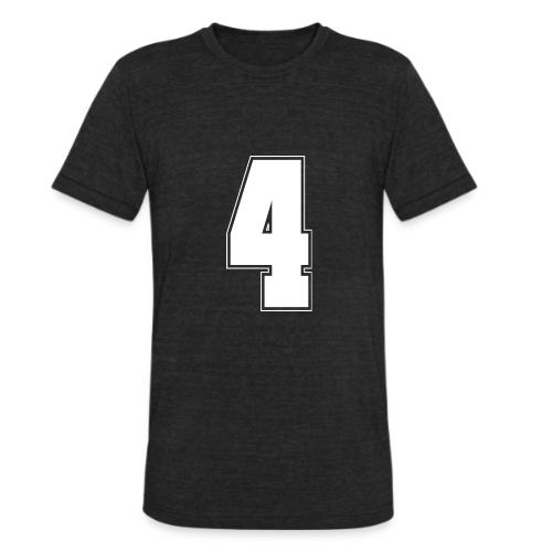 White Number 4 – Varsity Font - Unisex Tri-Blend T-Shirt