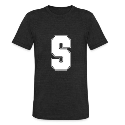 White Letter S – Varsity Alphabet Monogram - Unisex Tri-Blend T-Shirt