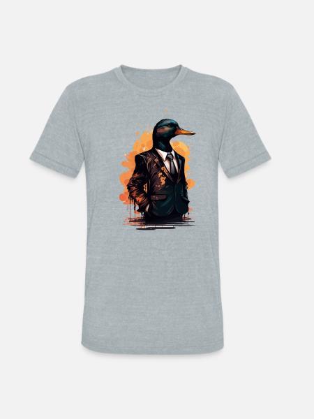 Suit wearing Duck - Unisex Tri-Blend T-Shirt - heather grey