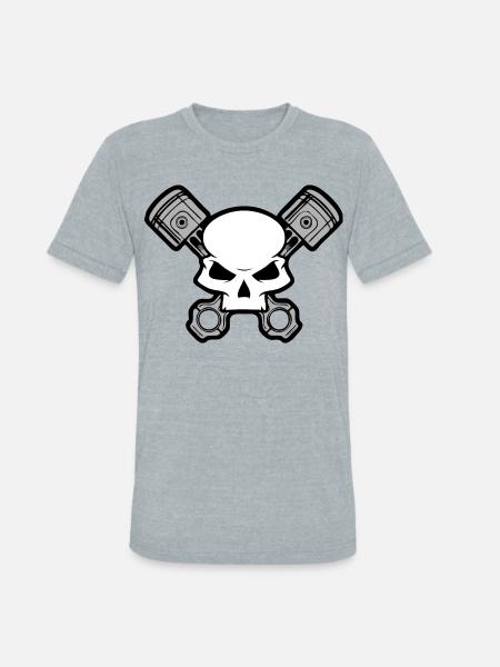 Skull and Pistons - Unisex Tri-Blend T-Shirt - heather grey