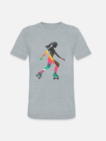 Roller Skating Girl - Unisex Tri-Blend T-Shirt - heather grey