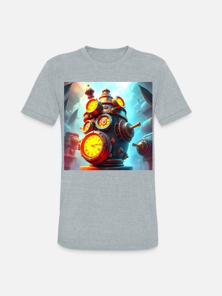 Clockwork Steam Engine - Unisex Tri-Blend T-Shirt - heather grey