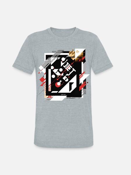 Geometric Grid Collage on Black - Unisex Tri-Blend T-Shirt - heather grey