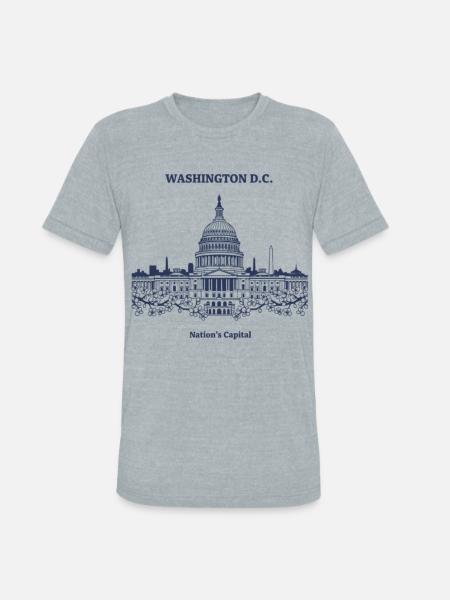 Capitol Skyline in Blue - Unisex Tri-Blend T-Shirt - heather grey