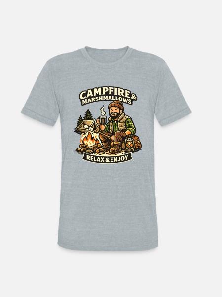Campfire & Marshmallows Cozy Tee - Unisex Tri-Blend T-Shirt - heather grey