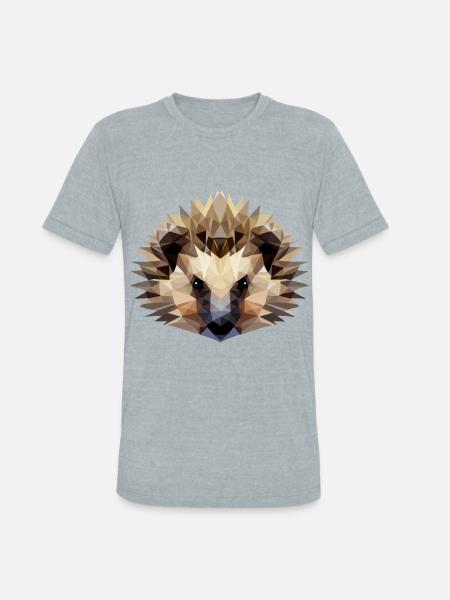 Hedgehog Polygon Style - Unisex Tri-Blend T-Shirt - heather grey